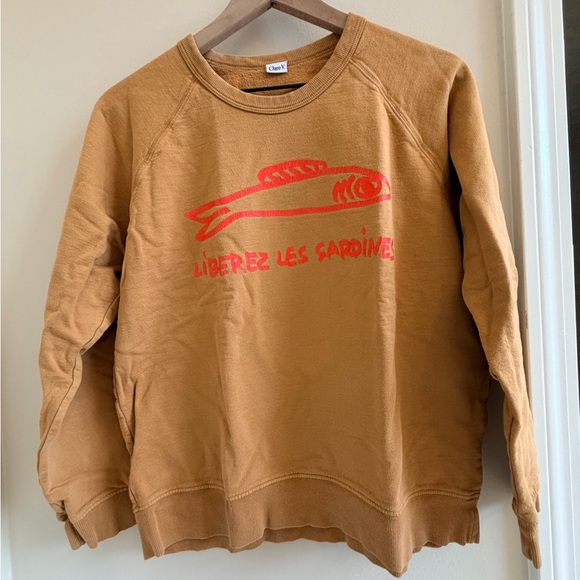 Clare V Tops - Clare V tan and red sardine sweatshirt